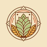 Minimalist logo design for craft brewery with distinct hops and barley elements, showcased in earthy tones for authentic branding appeal vector