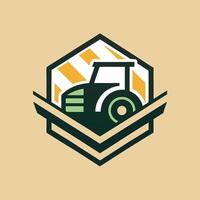 Minimalist logo design for an autonomous agricultural machine highlighting modern farming technology and innovation in sustainable agriculture practices vector