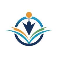 Strategic minimalist logo design for business consulting featuring an arrow and open book elements that signify growth and knowledge, suitable for modern corporate identity vector