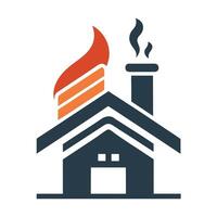 Minimalist logo design representing chimney sweep services with a stylized house and chimney in a sleek and modern aesthetic vector