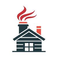 Minimalist logo design for chimney sweep service featuring a traditional chimney and stylized smoke, promoting a clean and efficient approach to home maintenance vector