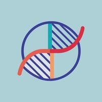 Minimalist logo representing crispr gene editing research with symbolic geometric shapes and vibrant colors vector