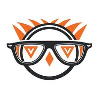 Contemporary logo design for an eyewear brand featuring distinctive graphic elements and a unique combination of colors vector