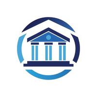 Minimalist logo design representing a contemporary banking institution showcasing modernity and financial services in a circular format with blue hues reflecting trust and security vector