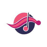 Rhythmic minimalist logo design featuring a stylized music note and sound wave in a vibrant color palette for a modern music label vector