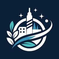 Elegant modern logo representing a space manufacturing company with minimalist design elements and a futuristic theme vector