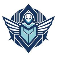 Elegant logo design showcasing a modern wearable robotics application with a futuristic theme and bold geometric elements vector