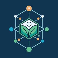 Minimalist logo designed for a molecular farming platform showcasing interconnected elements of agriculture and technology vector