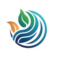 Elegant logo design for a biometric payment service featuring flowing lines and vibrant leaf elements in a circular composition promoting modern financial technology vector