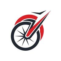 Dynamic minimalist logo design for a cycling brand featuring a stylized wheel and sleek lines symbolizing speed and movement vector