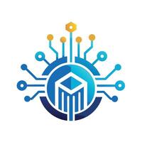 Impactful logo design representing innovation and technology with a modern aesthetic featuring interconnected elements and symbolic representation of progress vector