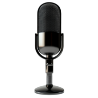 Vintage microphone, shining, chrome plated, elegant device for voice amplification png