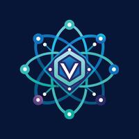 Modern logo representing a quantum computing innovator with intricate design elements reflecting advanced technology and innovation vector