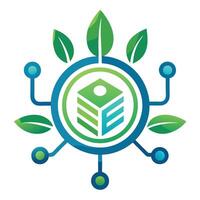 Modern logo designed for biodegradable electronics emphasizing sustainability and ecofriendliness in technology vector