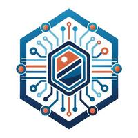 logo design representing an electronics manufacturer with a modern and innovative aesthetic featuring circuit elements vector