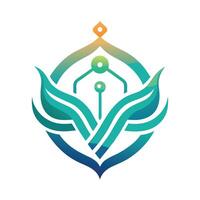 Elegant and simple logo design representing principles of quantum cryptography with modern aesthetics and symbolic elements vector
