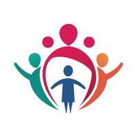Supportive minimalist logo design representing a family law practice focusing on community, unity, and support for families navigating legal challenges in a compassionate manner vector