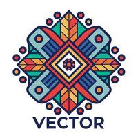 Unique textile logo design showcasing a symmetrical pattern with vibrant colors and intricate shapes suitable for textile manufacturing branding and marketing materials vector