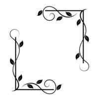 Floral line art corner decoration frame vector