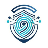 Abstract minimalist logo representing biometric security features intricate designs and modern aesthetics suitable for technology branding and security solutions vector