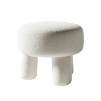 Elegant three-legged stool with soft textured surface, showcasing modern furniture design in minimalist aesthetic, with a clear isolated backdrop png