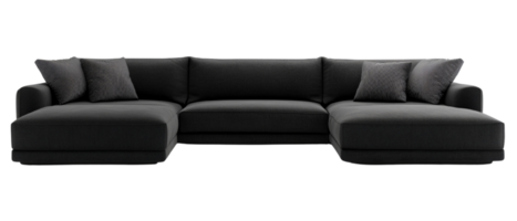 Sophisticated sectional sofa with soft cushions offering luxurious seating, minimalist design with an isolated transparent background png