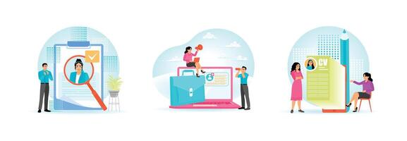 Business communication, recruitment, and analysis using technology tools. vector