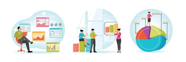 Business data analysis in stylish and professional vector