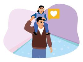Young father on leave from work and playing with son at home. vector