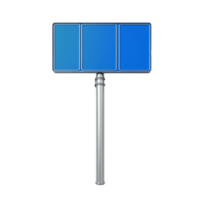 Isolated Blue Rectangular Signboard Mockup on Metallic Pole Displaying Information png