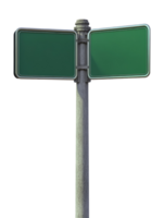 Dual green direction signs on a weathered post against a solid backdrop png
