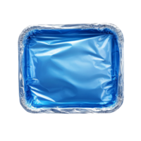 Azure reflection in foil container creating a minimalist abstract composition png