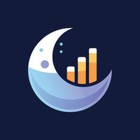 Sleep optimization app logo featuring a crescent moon and growth bars for improved sleep tracking and analysis vector