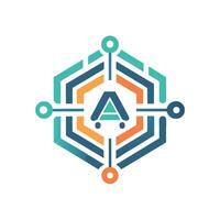 Abstract minimalist logo design representing autonomous retail technology with geometric shapes and vibrant colors for innovative branding vector