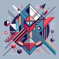 Abstract composition inspired by geometric lines and shapes featuring vibrant colors and dynamic patterns in a modern artistic style vector