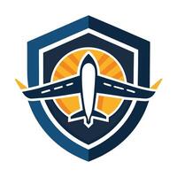 Protective logo symbolizing aviation safety organization's commitment to secure air travel standards and practices while ensuring passenger safety and industry reliability vector