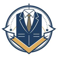 Precise minimalist logo design for custom tailoring services highlighting elegant suit and craftsmanship in modern style vector
