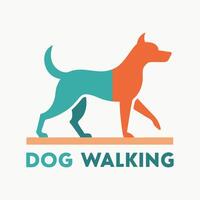 Active minimalist logo design for a contemporary dog walking service featuring a stylized dog silhouette in vibrant colors vector