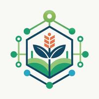 Minimalist logo design representing a molecular farming platform showcasing innovation in agriculture technology for sustainable food production vector