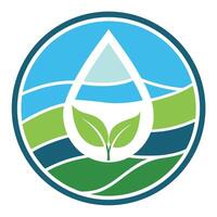 Minimalist logo representing water conservation efforts for a sustainable future, emphasizing the importance of preserving water resources and promoting ecofriendly practices vector