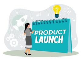 Product launch concept with business and innovation elements. vector