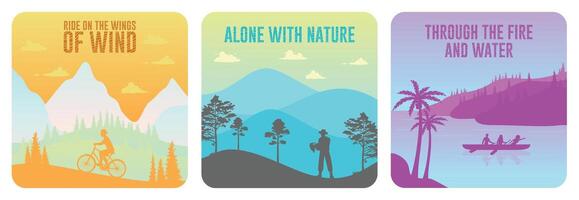 Tourism on nature. representing adventure, freedom, and connection with nature. vector