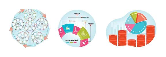Circular diagrams and financial graph concepts vector