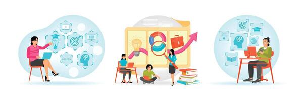 AI and Machine Learning. Distance learning concept. Representing Online Education and Learning. vector