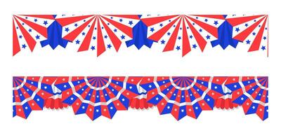 Seamless header Bunting American flags for July 4 vector