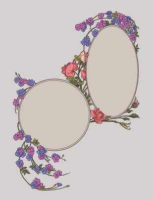 Vintage roses and wildflowers decorative border pattern