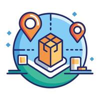 logo showcasing package tracking features with location awareness, designed for efficiency and clarity in logistics and delivery operations vector