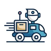 logo designed for an autonomous delivery robot showcasing a futuristic vehicle concept with a friendly robotic appearance and motion effect vector