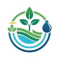 Flow based minimalist logo design illustrating irrigation systems in a vibrant and modern style for agricultural efficiency and sustainable water management vector