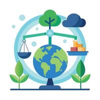 Balancing logo design for carbon offsetting service promoting environmental sustainability and ecofriendly practices through innovative solutions vector